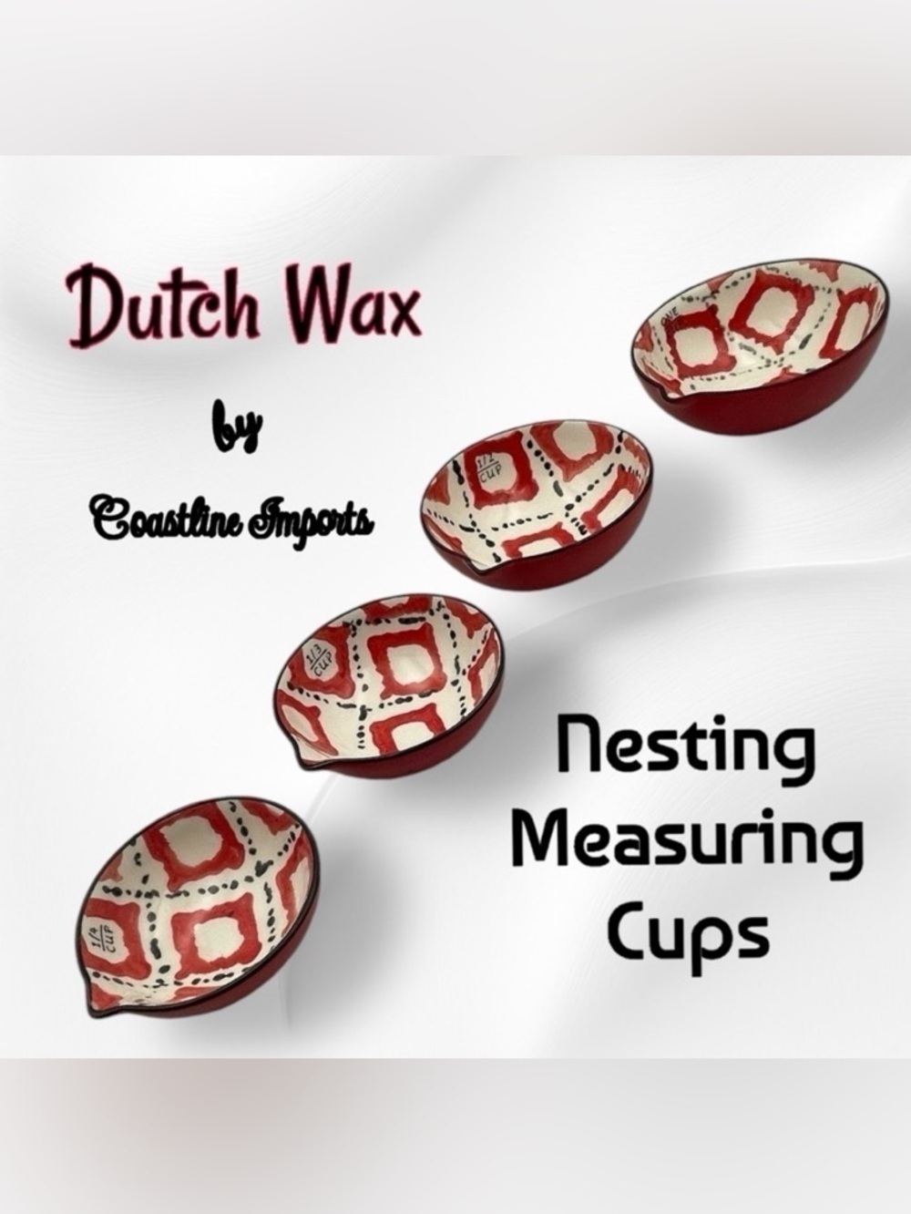 Coastline Imports Nesting Ceramic Measuring Cups - Dutch Wax Red